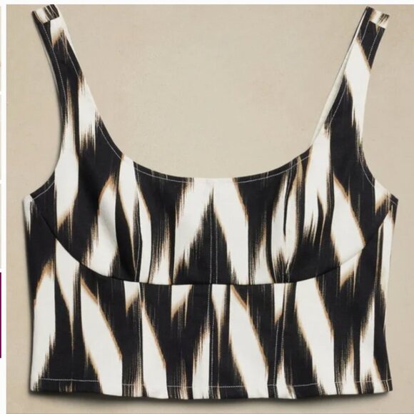 NWT Banana Republic Linen Blend Cropped Bustier Corset Shirred Back Women's 2 - Picture 4 of 12